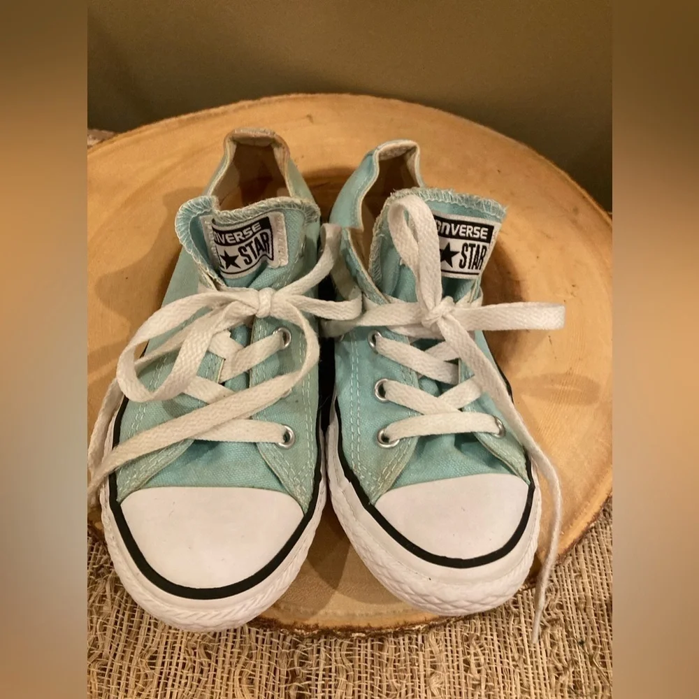 CONVERSE ALL STAR GIRLS JUNIOR MINT GREEN CANVAS‎ LOW TOP SNEAKERS SIZE 1